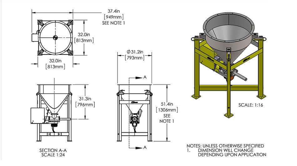 Model VMF-28 Dimension Drawing